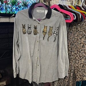 Striped Shirt with Cat Design